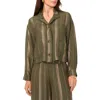 Vince Camuto Metallic Stripe Jacket In Olive Moss