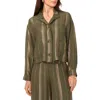 Vince Camuto Metallic Stripe Jacket In Olive Moss