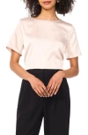 Vince Camuto Metallic Stripe Satin Top In Oyster Grey