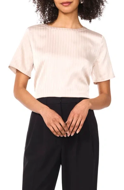 Vince Camuto Metallic Stripe Satin Top In Oyster Grey