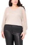 Vince Camuto Metallic V-neck Top In Neutral