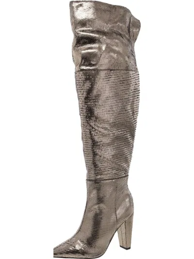 Vince Camuto Minnada 4 Womens Extra Wide Calf Over-the-knee Boots In Silver