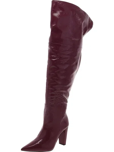 Vince Camuto Minnada4 Womens Leather Pointed Toe Knee-high Boots In Red