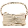 Vince Camuto Mirna Womens Ruched Leather Shoulder Handbag In White