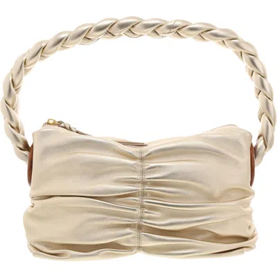 Vince Camuto Mirna Womens Ruched Leather Shoulder Handbag In White