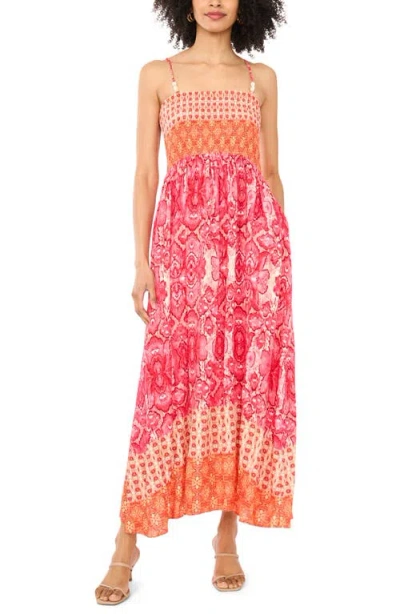Vince Camuto Smocked Bodice Maxi Dress In Orange