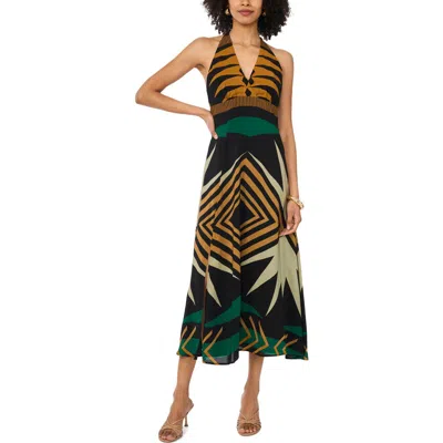 Vince Camuto Mixed Print Racerback Midi Dress In Multi