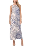 Vince Camuto Mixed Print Sleeveless Maxi Dress In Blue