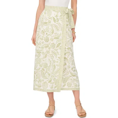 Vince Camuto Mixed Print Wrap Skirt In Green