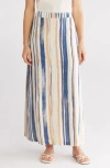 Vince Camuto Mixed Stripe Challis Skirt In Steel Blue Blurred Stripes