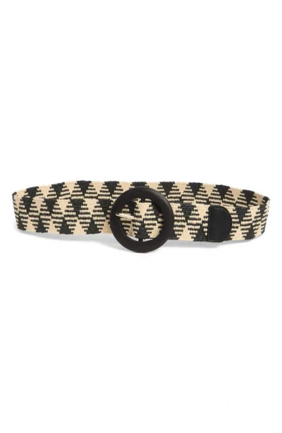 Vince Camuto Mixed Woven Stretch Belt In Black