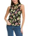 Vince Camuto Floral Mesh Tank In Black