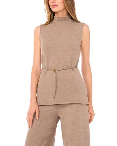 Vince Camuto Mock Neck Sleeveless Sweater In Nude