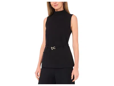 Vince Camuto Mock Neck Sleeveless Top With Tie In Black