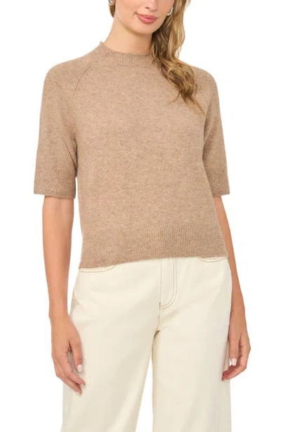Vince Camuto Short Sleeve Raglan Mock Neck Sweater In Brown
