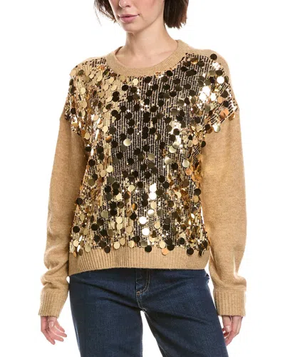 Vince Camuto Multi Paillette Crewneck In Brown