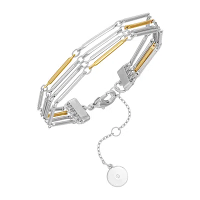 Vince Camuto Multi Row Two Tone Bracelet In Silver