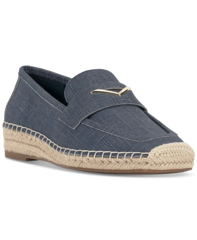 Vince Camuto Myylee Decorated Espadrille Loafers In Elemental Blue Linen Embossed