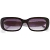 Vince Camuto Narrow Rectangle Sunglasses In Black/white