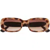 Vince Camuto Narrow Rectangle Sunglasses In Oatmeal/black