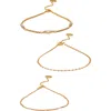Vince Camuto Navette 3-pack Assorted Anklets In Gold Tone