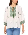 Vince Camuto Neck Tie Peasant Blouse In Dark Green