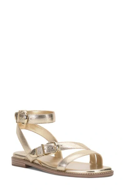 Vince Camuto Neiko Double Buckle Strappy Flat Sandals In Gold