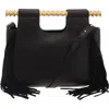 Vince Camuto Noemy Womens Fringe Leather Satchel Handbag In Black