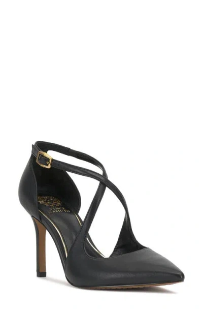 Vince Camuto Noreta Ankle Strap Pointed Toe Pump In Black