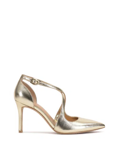 Vince Camuto Noreta Ankle Strap Pointed Toe Pump In Gold