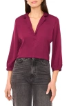 Vince Camuto Notch Collar Crepe Top In Burgundy