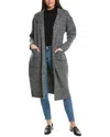 Vince Camuto Notched Lapel Tie Waist Cardigan In Grey