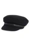 Vince Camuto Nubby Captain's Croc Embossed Band Skipper Cap In Black