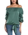 Vince Camuto Off The Shoulder Bubble Sleeve Top In Green