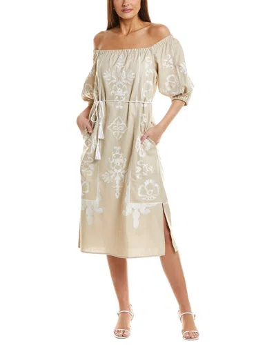 Vince Camuto Off Shoulder Linen-blend Midi Dress
