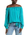 Vince Camuto Stripe Off The Shoulder Tie Hem Top In Blue