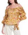 Vince Camuto Floral Off The Shoulder Bubble Sleeve Top In Orange