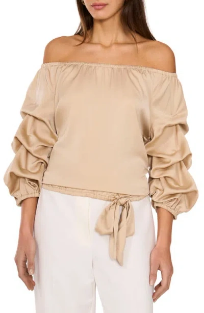 Vince Camuto Off The Shoulder Bubble Sleeve Top In Gold