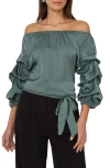 Vince Camuto Off The Shoulder Bubble Sleeve Top In Green