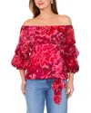 Vince Camuto Off The Shoulder Bubble Sleeve Top In Red