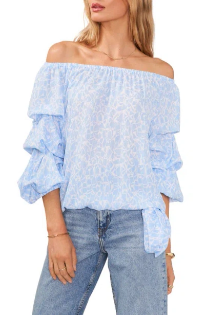 Vince Camuto Off The Shoulder Bubble Sleeve Top In Airy Blue