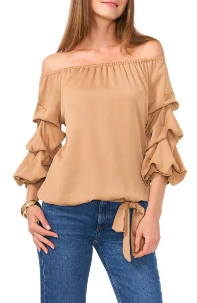 Vince Camuto Off The Shoulder Bubble Sleeve Top In Beige