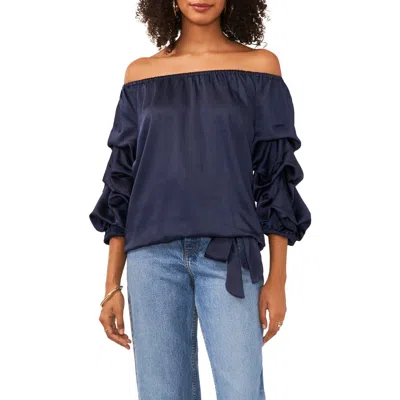 Vince Camuto Off The Shoulder Bubble Sleeve Top In Classic Navy