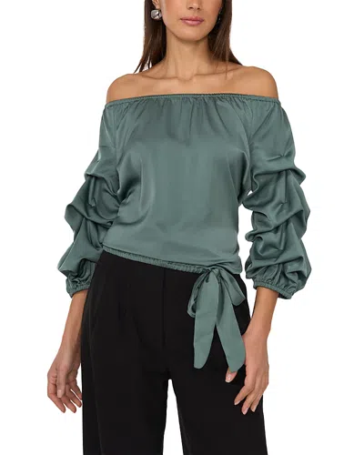 Vince Camuto Off The Shoulder Bubble Sleeve Top In Green