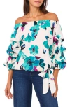Vince Camuto Off The Shoulder Bubble Sleeve Top In Green