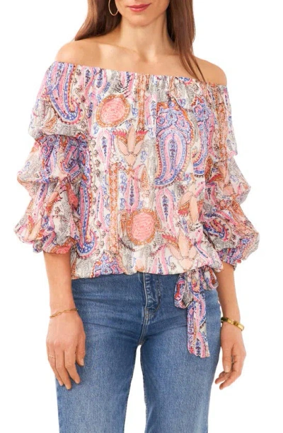 Vince Camuto Off The Shoulder Bubble Sleeve Top In Pink Sacramento