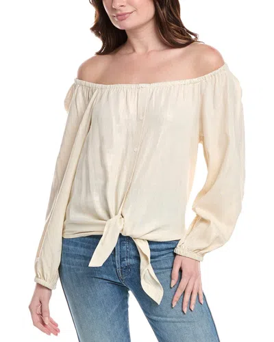 Vince Camuto Off-the-shoulder Linen-blend Blouse In Neutral