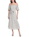 Vince Camuto Off-the-shoulder Linen-blend Midi Dress