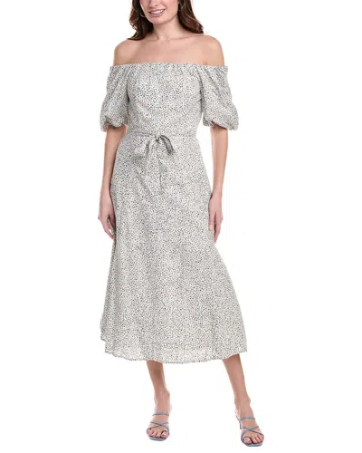 Vince Camuto Off-the-shoulder Linen-blend Midi Dress In White