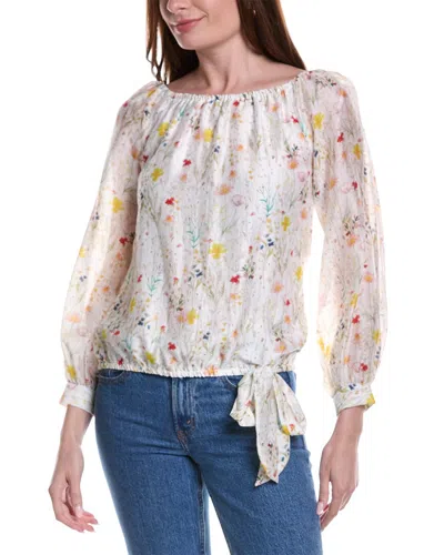 Vince Camuto Off The Shoulder Linen-blend Blouse In White